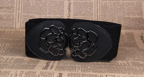 3 Women's Belts Elastic Rose Buckle Tight