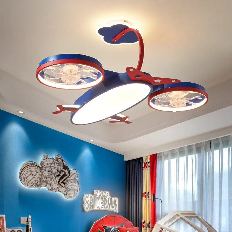 Cartoon Airplane Fan Lights in Children's Room