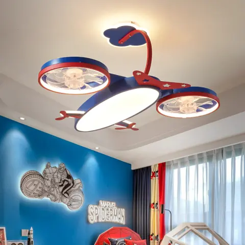 Cartoon Airplane Fan Lights in Children's Room