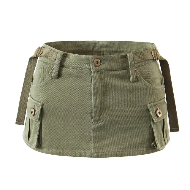 Women's Fashion High Waist Half body Pants Skirt Army Green - Shop at LoveMi