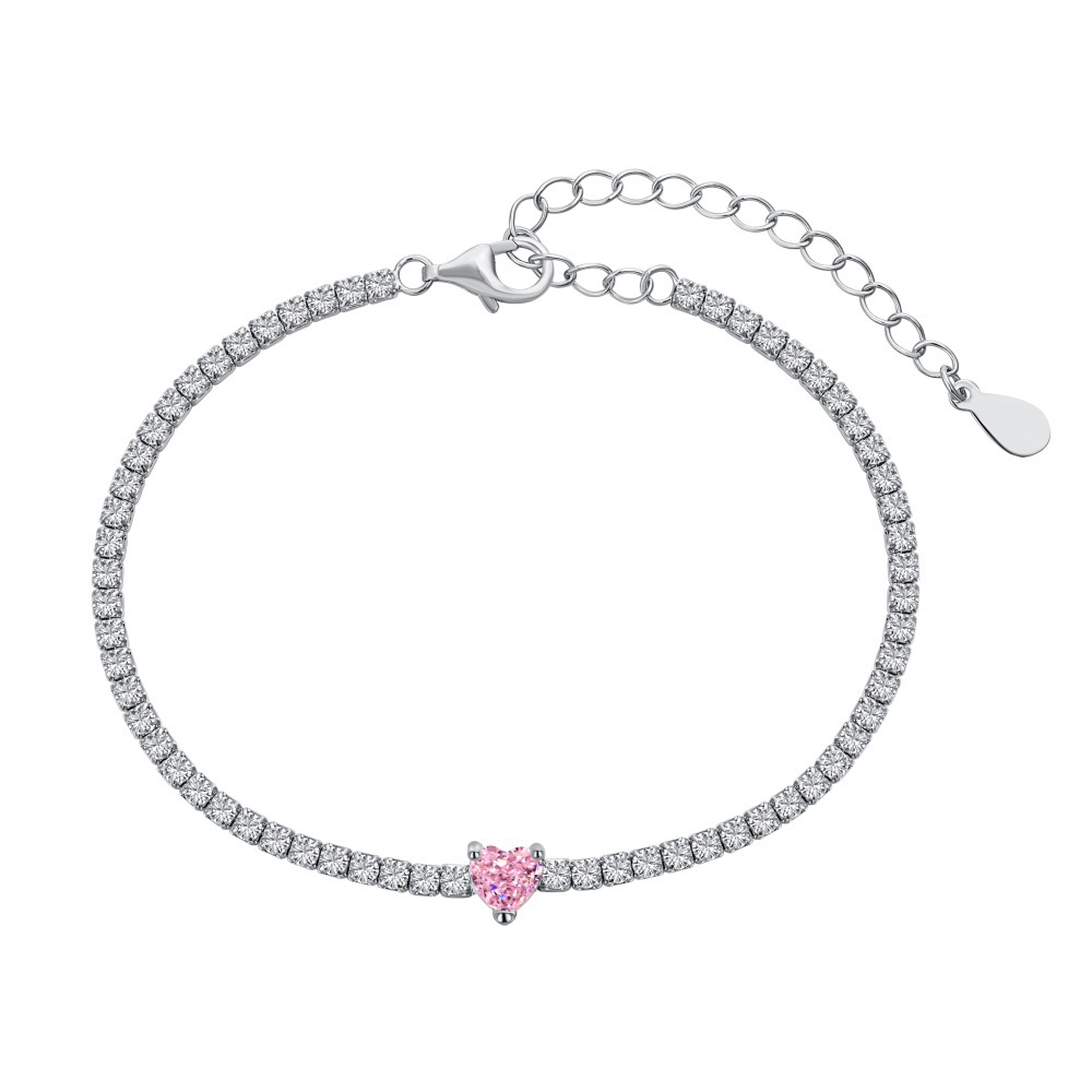 Title 5, Pulsera de amor con diamantes de plata esterlin...