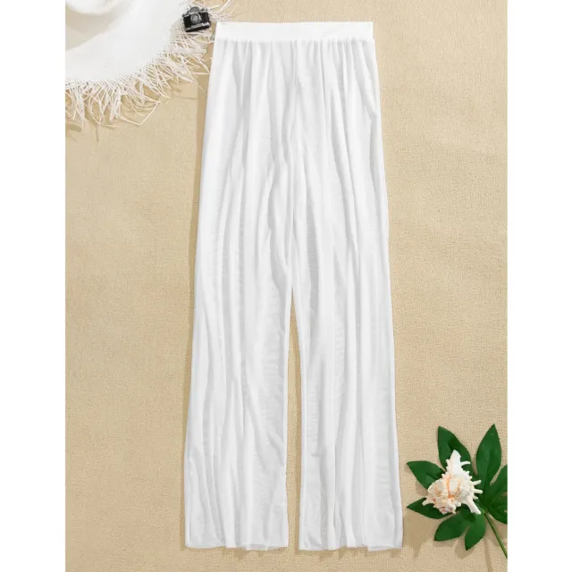 Ladies Beach Mesh Swimwear Cover Up Sheer Pants White - Shop at LoveMi
