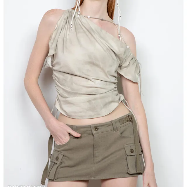 New Women's Drawstring Strappy Cropped Top Green - Shop at LoveMi