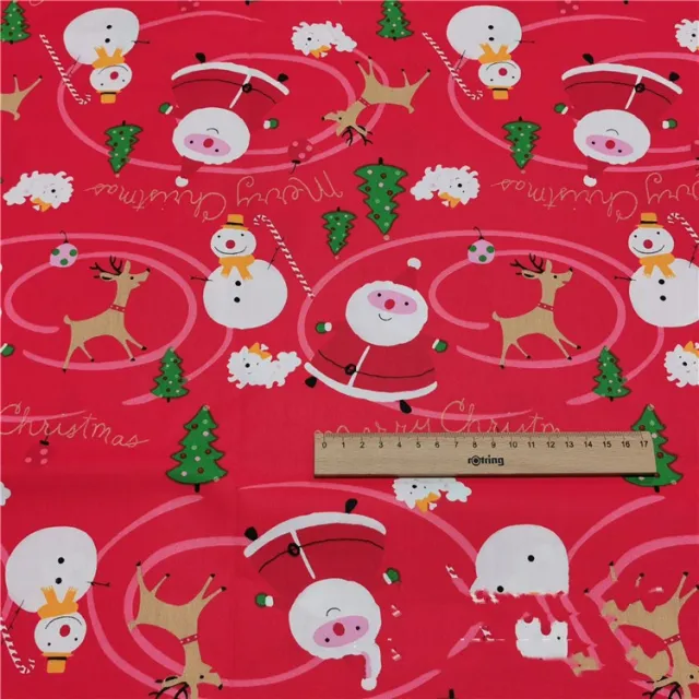 Red Santa Cotton Twill Cotton Cartoon Bed Clothing Fabric 1 Style - Shop at LoveMi