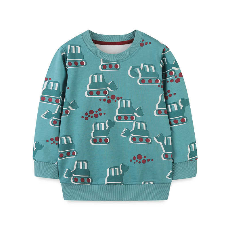 Cartoon Printed Children's Round Neck Sweater Cotton Top