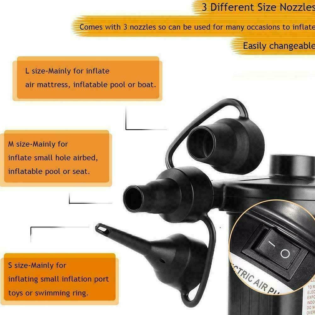 ELECTRIC AIR PUMP INFLATOR FOR INFLATABLES CAMPING BED MATTRESS SWIMMING POOL — foto 10