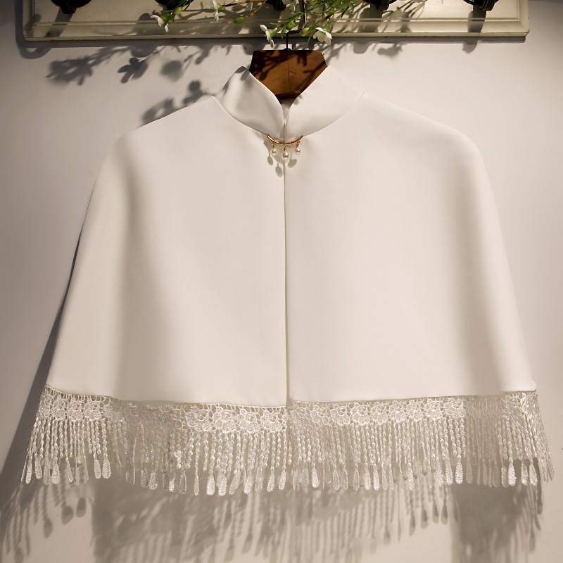 New Fringed Lace Stand Collar Pullover Shawl