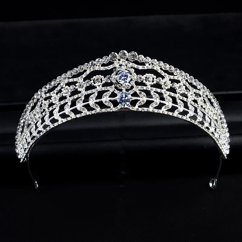 Bridal Headdress Baroque Korean Wedding Diamonds Individually Wrapped - Silver