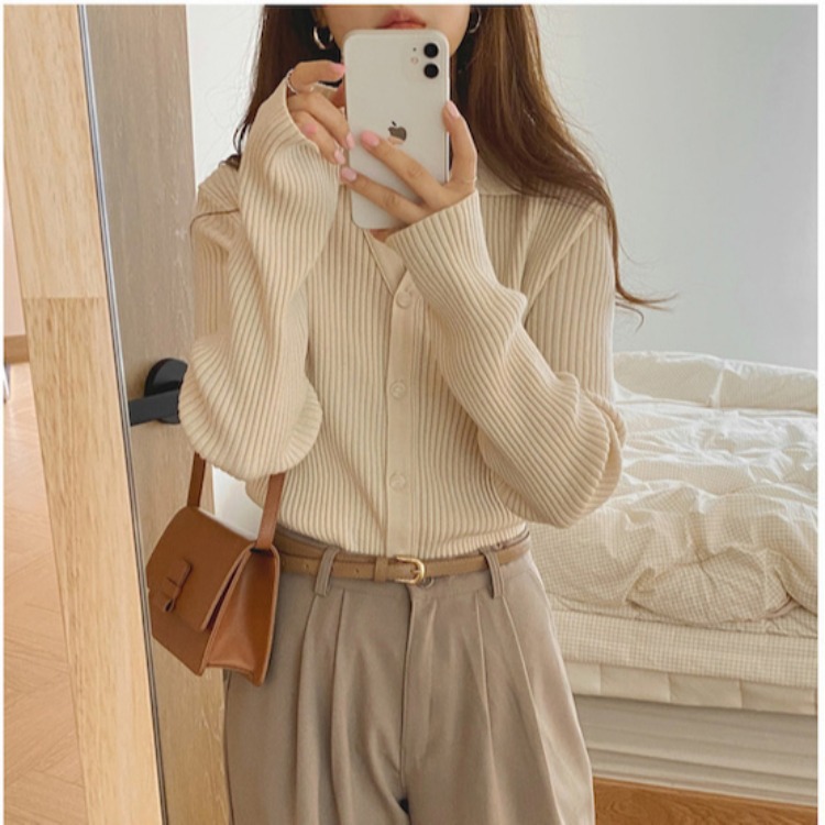 Title 5, All Match Basic Thin Pit Strip Sweater Knit Swe...