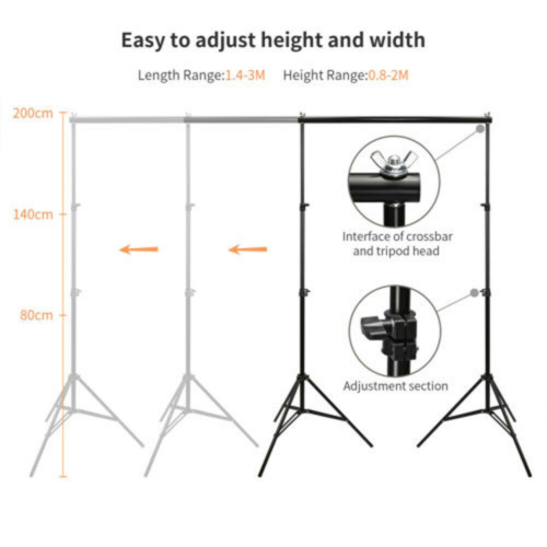 Adjustable Photography Background Support Stand Photo Backdrop Crossbar Kit 2