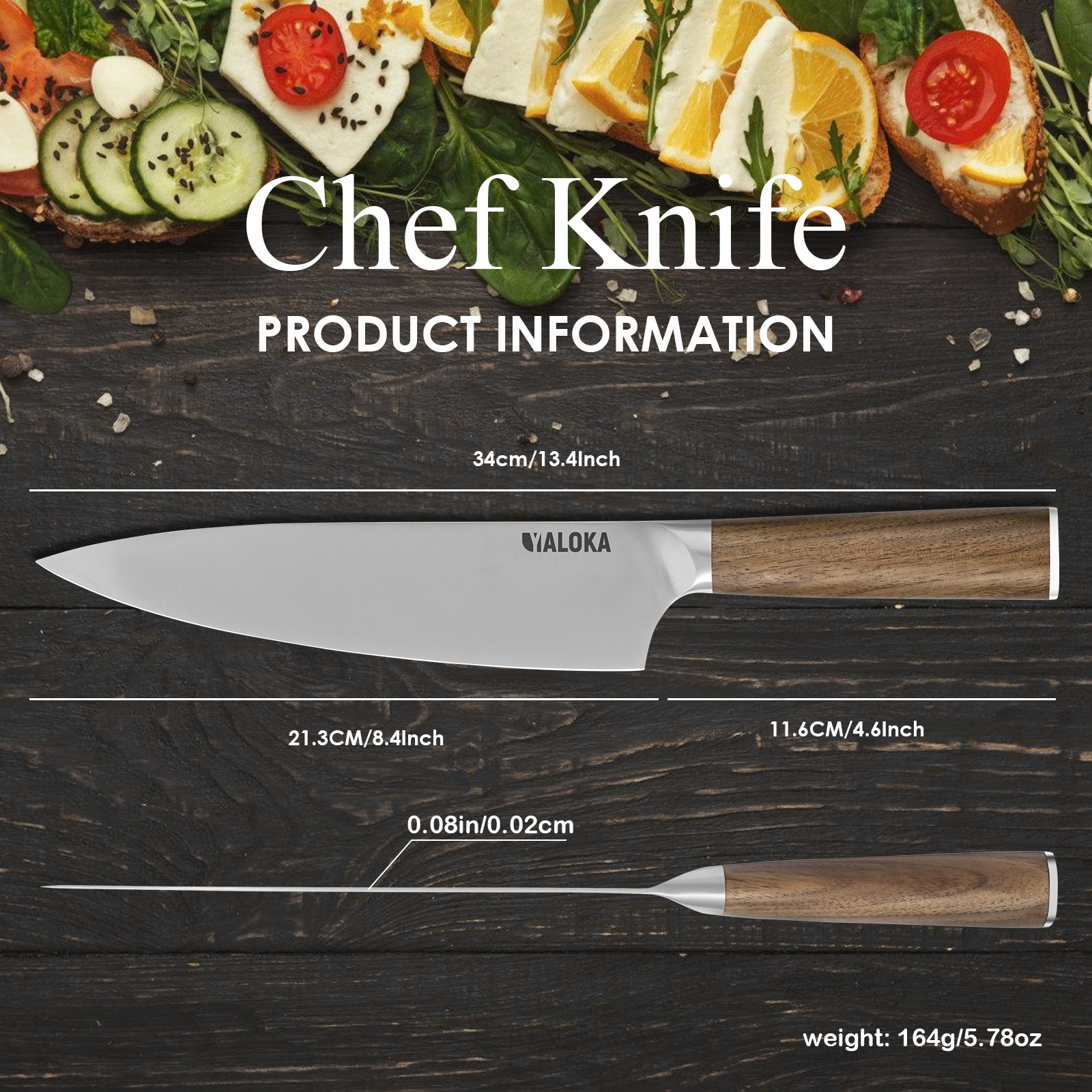 Japanese Chef Knife - 8-Inch Gyuto, Ultra Sharp. PROFESSIONAL CHEF KNIFE - The YALOKA chef knife's simple beauty and practical functionality make it a must-have for every kitchen. Its full handle design, without rivets, balances the vegetable knife for ma