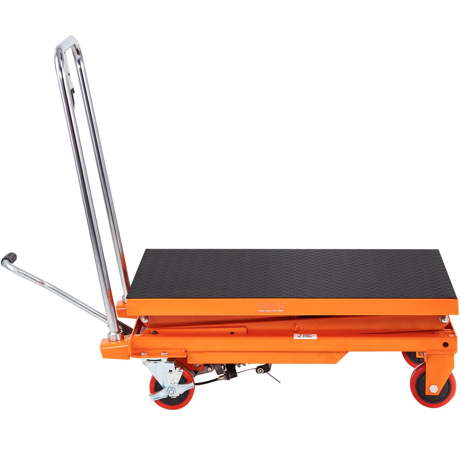 VEVOR Hydraulic Lift Table Cart, 330lbs Capacity  Lifting Height, Manual Double Scissor Lift Table With 4 Wheels And Non-slip Pad, Hydraulic Scissor Cart For Material Handling And Transportation image 5