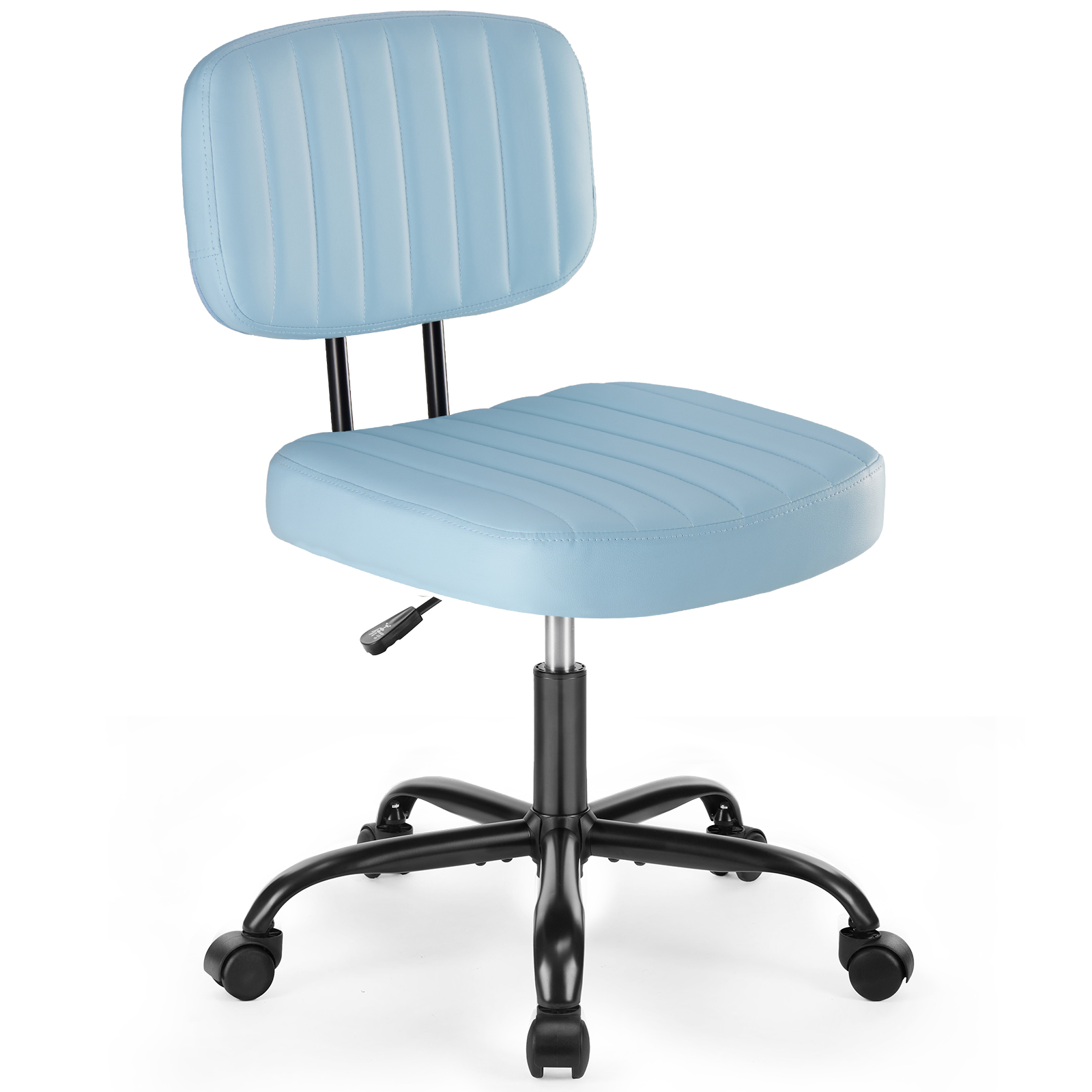 A Small Office Chair With A Low Back Support, A Height-adjustable Work Chair, And Equipped With 360-degree Rotating Wheels - Image 1