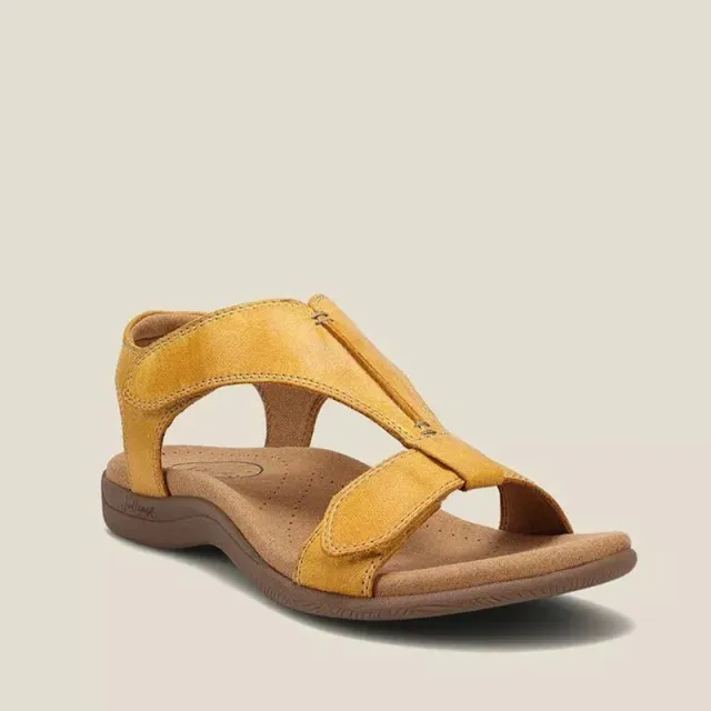 Women's Platform Wedge Velcro Strap Sandals With Large Thick Soles Velcro Buckle Yellow - Shop at LoveMi
