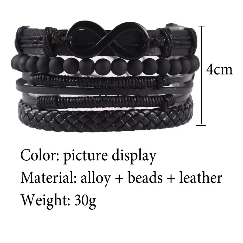 Title 1, Four-piece Clip Knitting Bracelet Leather