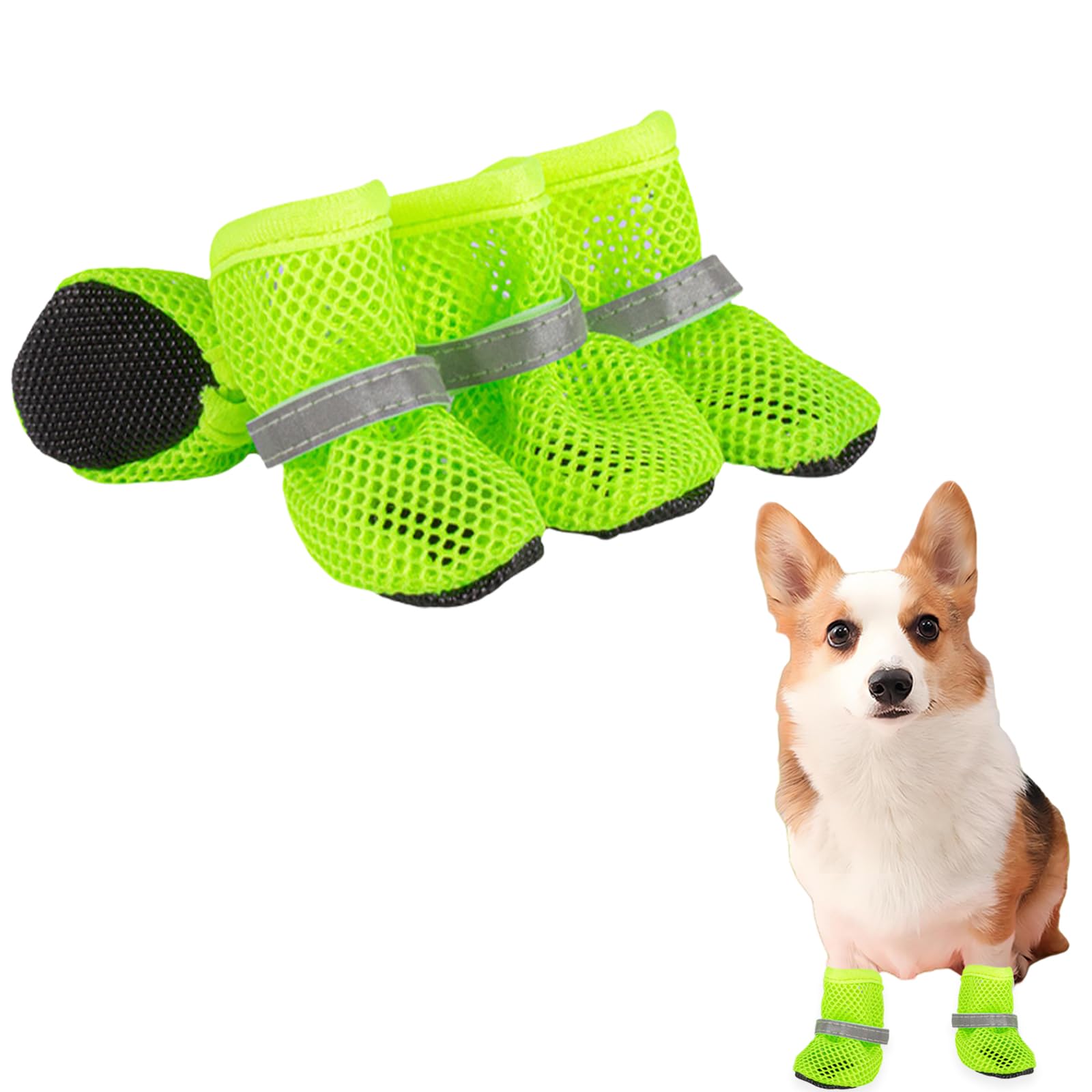 Small Dog Shoes For Hot Pavement, Breathable Summer Dog Boots With Mesh, Non-Slip Sole, Adjustable Reflective Straps, Paw Protection For Outdoor Walking view 4