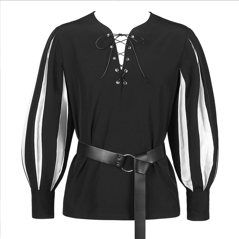 Title 10, Camisa de mujer con cuello con cordones y combi...