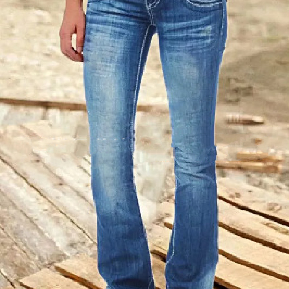 Women's Low Waist Flare Jeans Peacock Blue - Shop at LoveMi