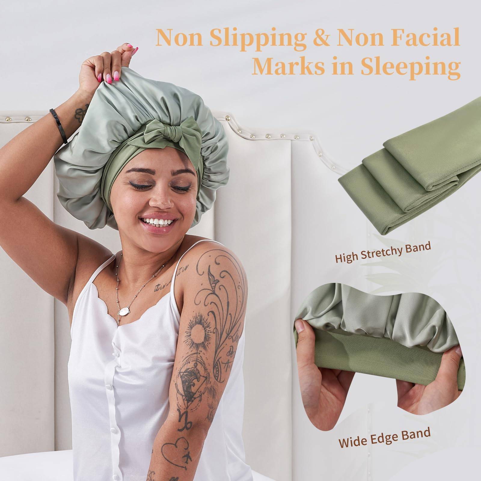 Silk Bonnet, Satin Hair Bonnet For Sleeping For Wavy Curly Natural Hair - Image 17