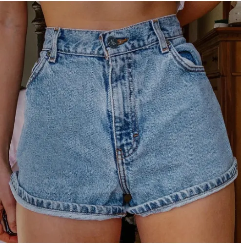 Women's High Waist Fashion Denim Shorts Blue - Shop at LoveMi