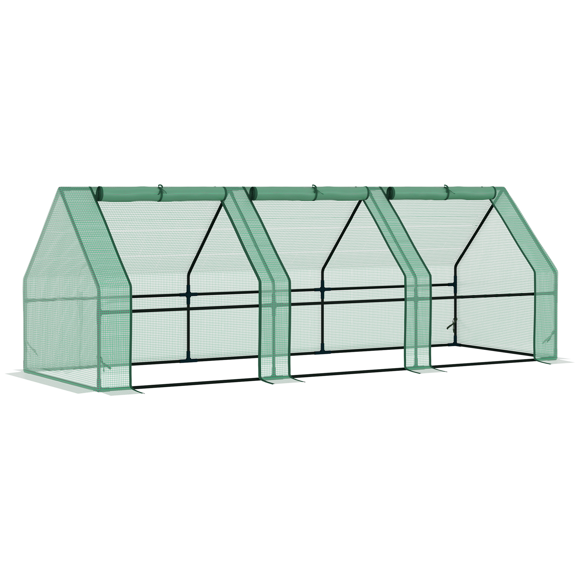 Portable Greenhouse 9'L X 3'W X 3'H Large Zipper Doors UV Resistant PE Cover Green Mini Outdoor Plant House - Image 1