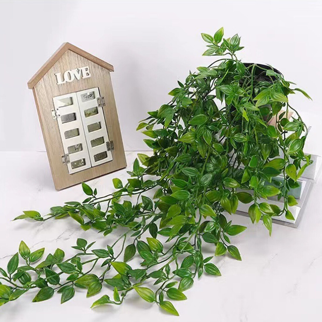 4 Pack Artificial Hanging Plants In Pots Indoor Fake Trailing Home Room — image 9