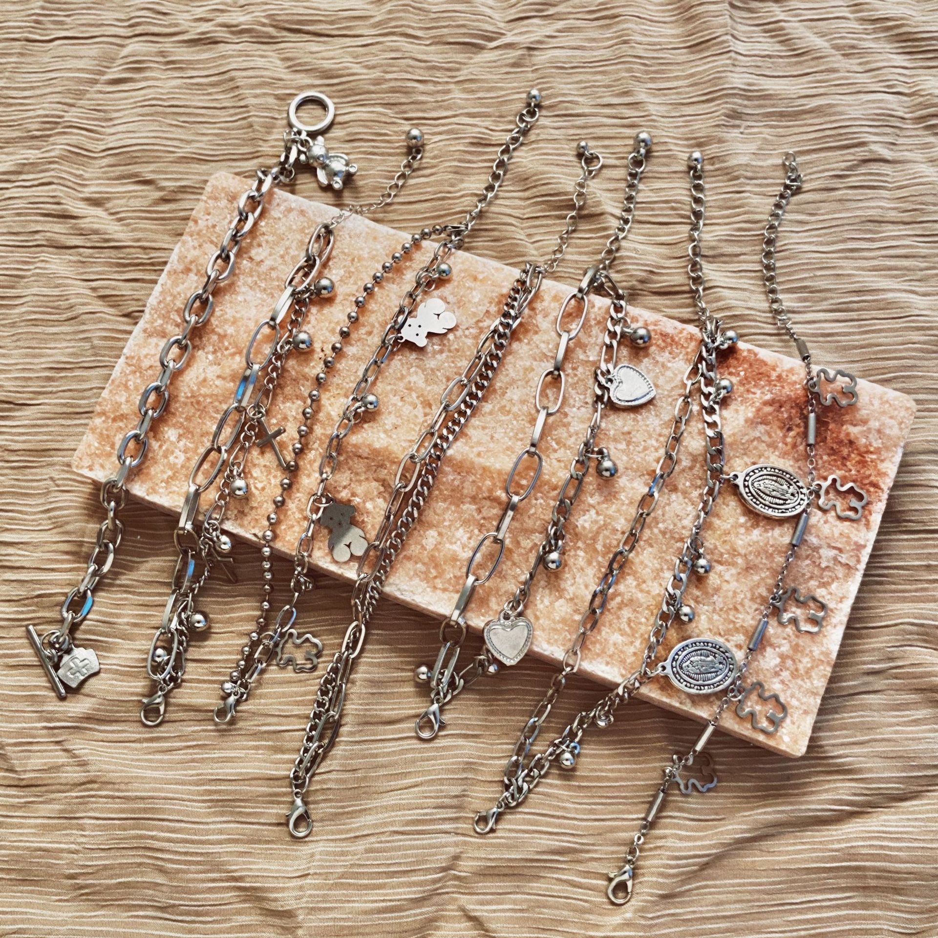 Ins Personality Trend Hip Hop Bear Stainless Steel Bracelet