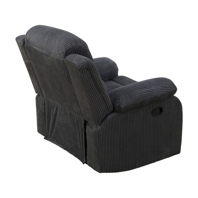 Pickup Only--Dark Grey Corduroy 3-Piece Living Room Recliner Sofa