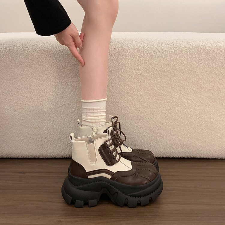 New Autumn Winter Women Thick Sole Height Increasing Ankle Boots Knit Sock Boots Slim Foot Shape