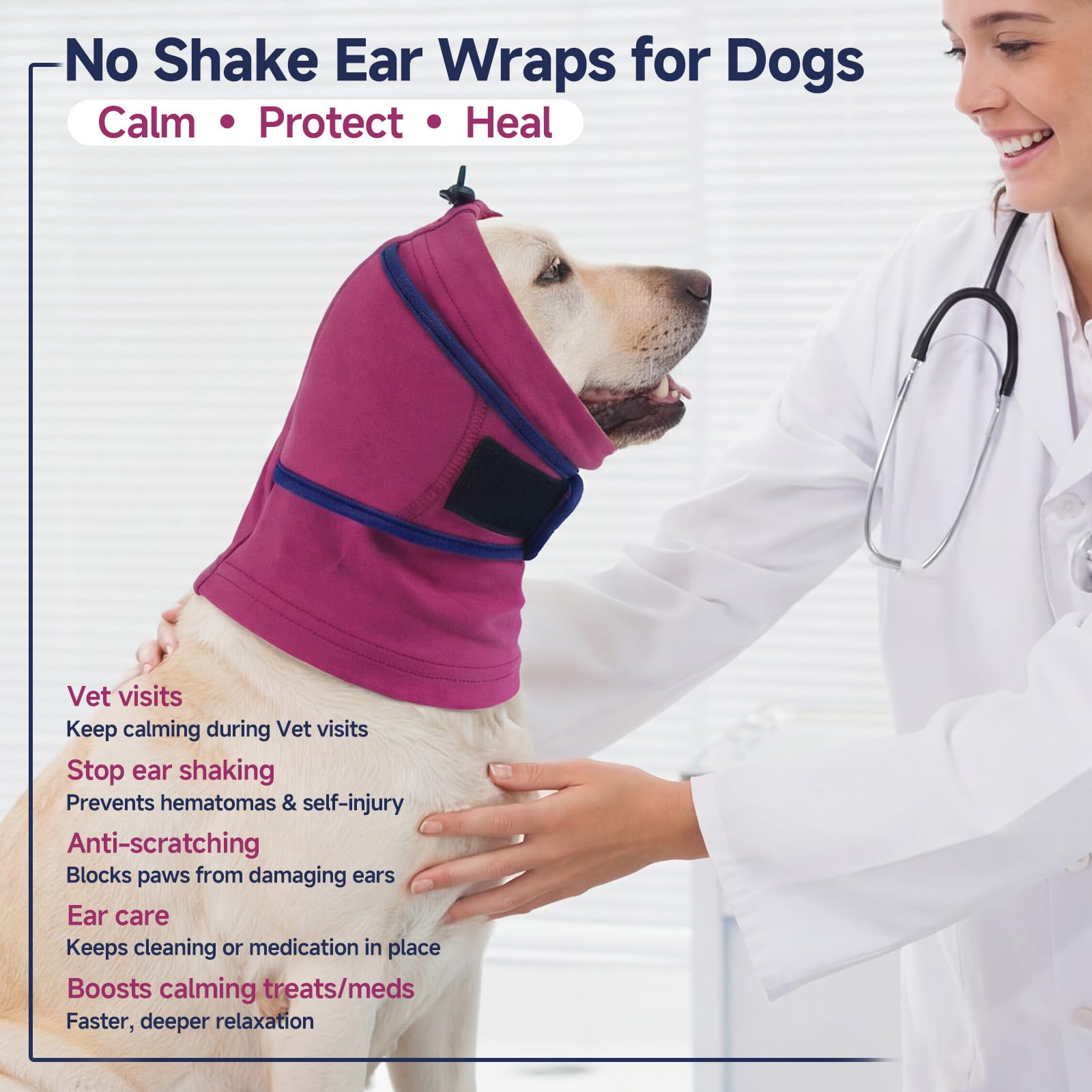 Calming Hoodie Quiet For Fireworks,Dog Ear Wrap Hematoma Head Cover  Soft,Anti Flapping, Snoods For Dogs For Eating & Drinking, Adjustable Dog Ear Protection For Bath,Blow