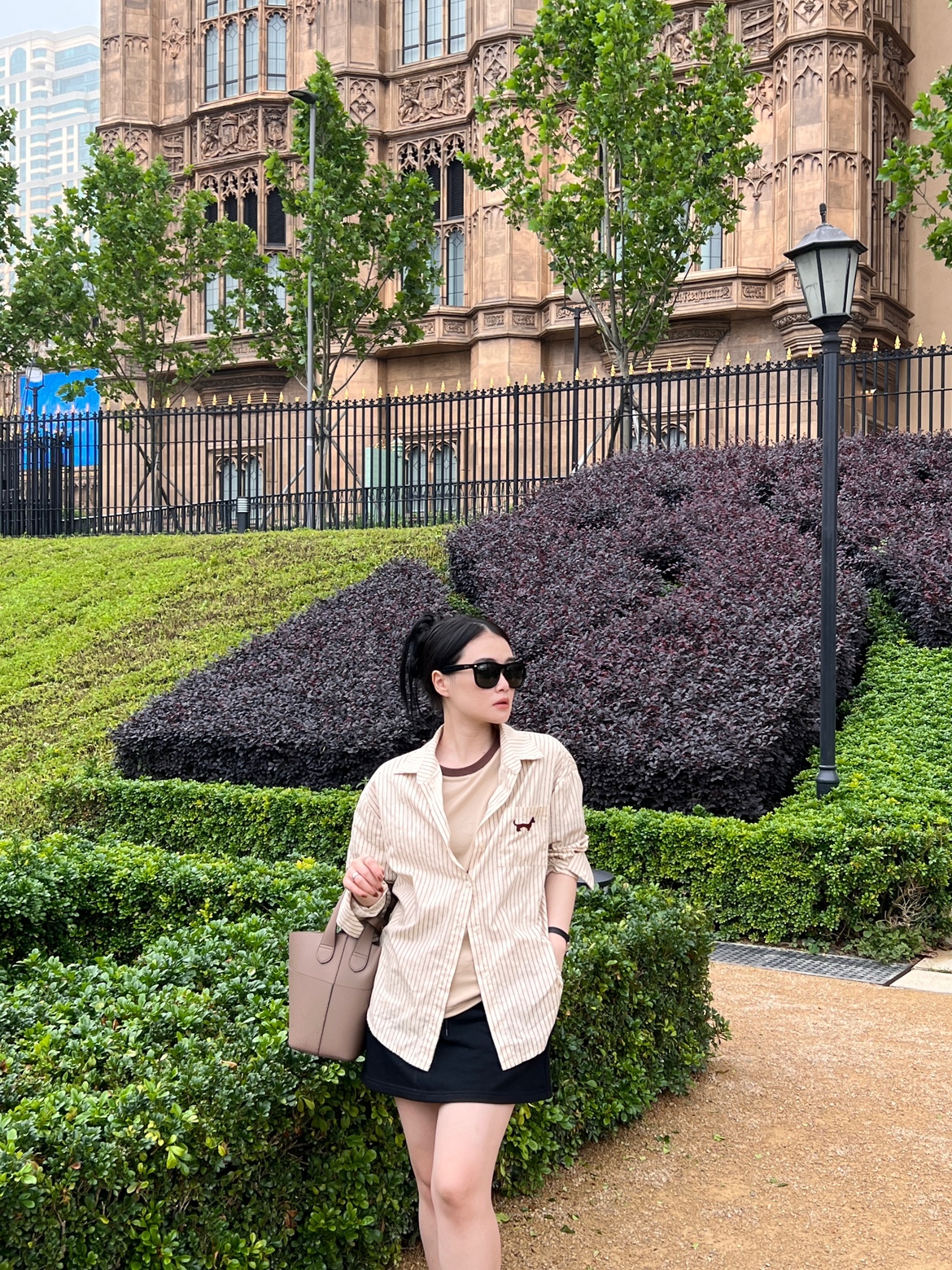 Vertical Stripe Dachshund Dog Loose Shirt Jacket