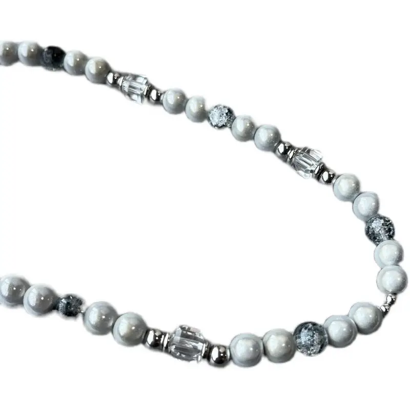 Men's Trendy Simple Reflective Pearl Mosaic Necklace