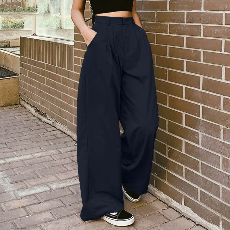 Women's Wide Leg Pants Long Pantalon Female Navy - Shop at LoveMi