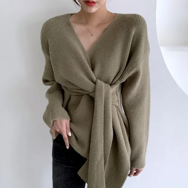 Women's French Slouchy Knitwear Design Green - Shop at LoveMi