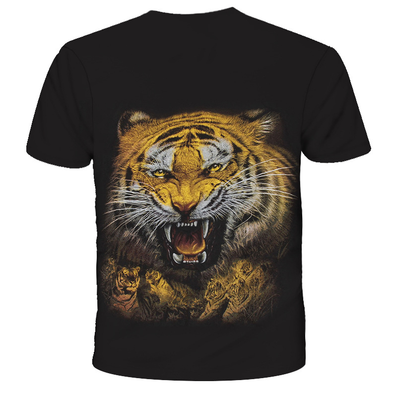 Title 2, Tiger 3D Printed Casual Round Neck Short Sleeve...