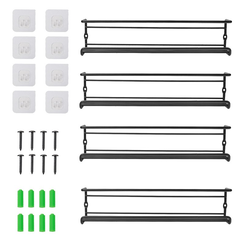 4PCS Spice Herb Jar Rack Holder For Kitchen Door Cupboard