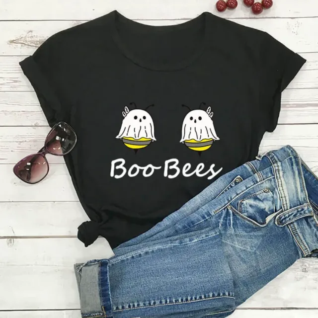 European And American Bee Digital Printing Casual Round Neck T shirt Black - Shop at LoveMi