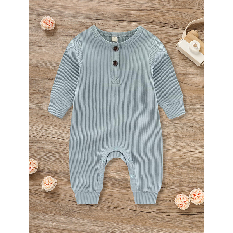 3-Pack Newborns Infants Baby Boys & Girls Long Sleeve Ribbed Romper Soft Button Front Jumpsuit — foto 18