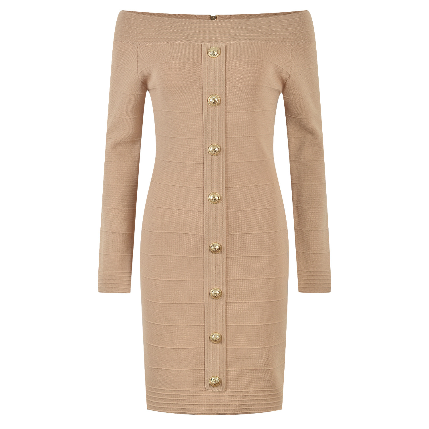Wool One-Line Shoulder Knitted Dress, picture 4 of 6