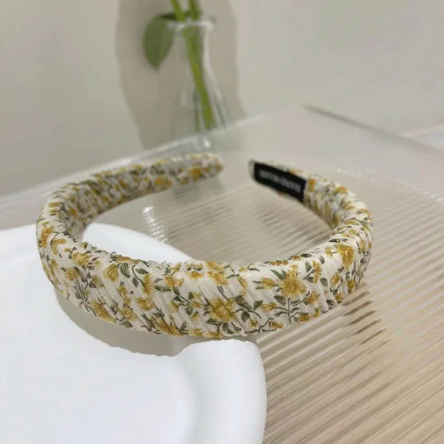 Mori's New Chiffon Small Floral Pleated Headband Coffee Floral - Shop at LoveMi