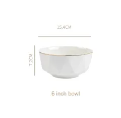 Nordic Minimalist Hexagonal Rhombus Drawing Gold Edge Ceramic Plate - 6Inch Bowl - View 1