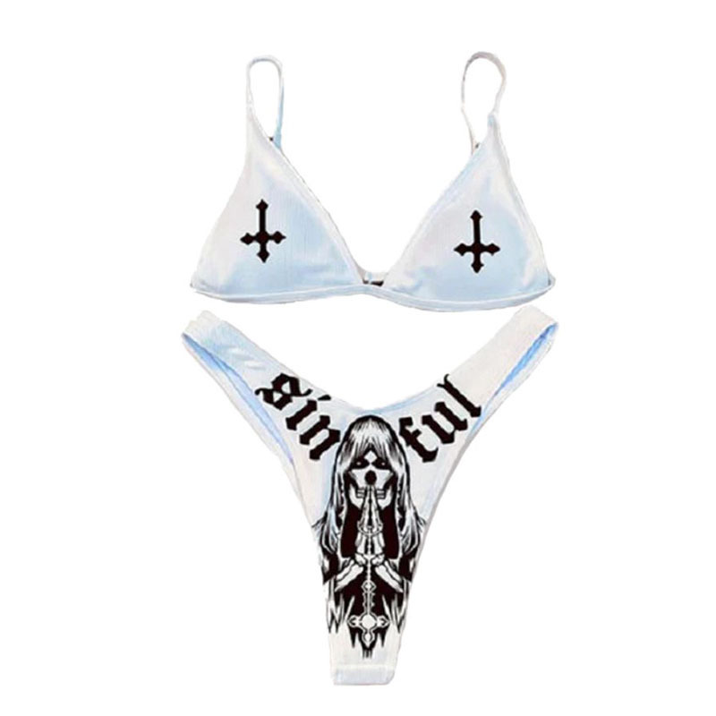 Title 4, Damen Cross Print Bikini Badeanzug für den Somm...