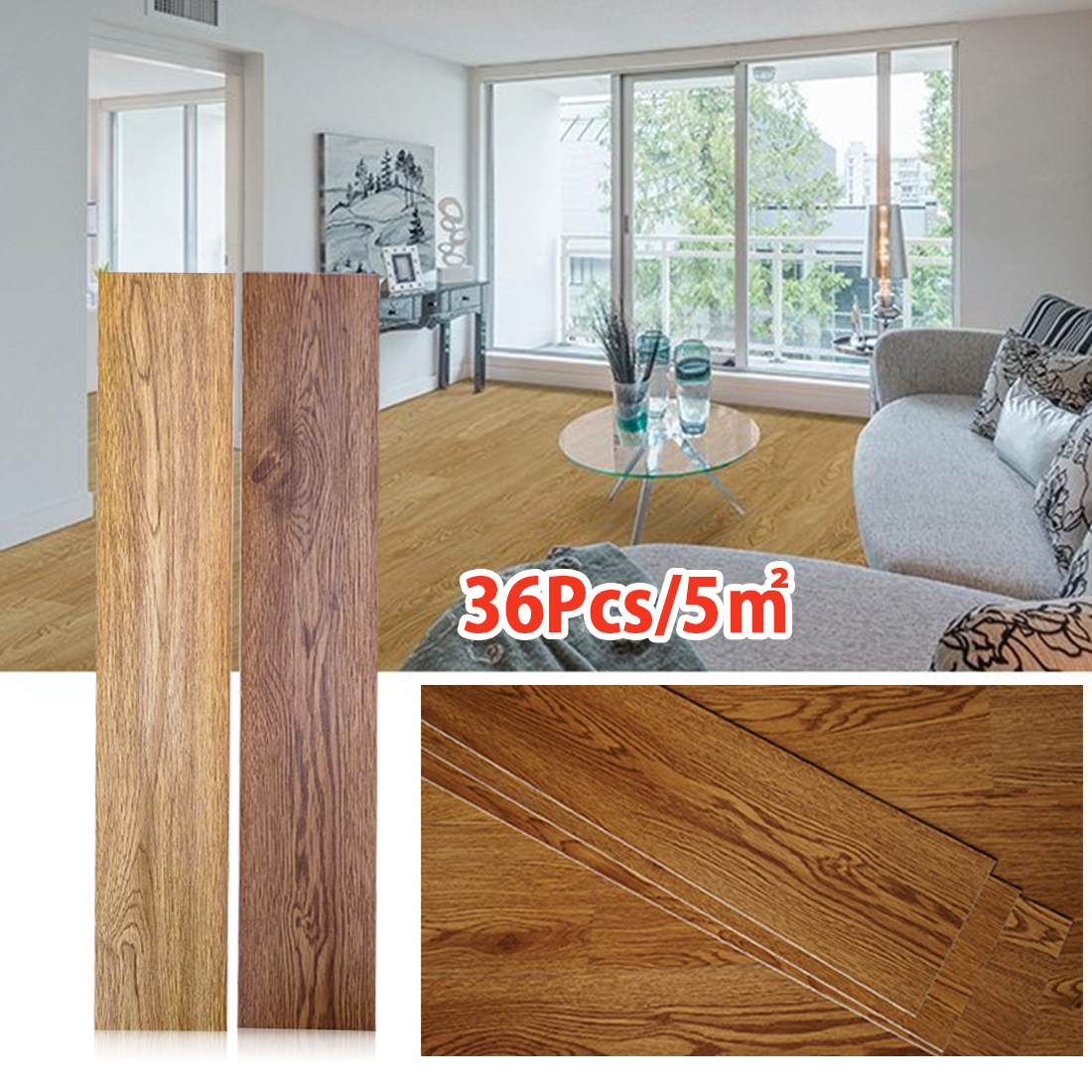 Floor Planks Tiles Self Adhesive Wood Effect Vinyl Flooring Kitchen Bathroom UK NEW--Light Brown