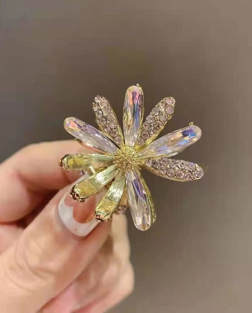 Diamond Flower Hairpin Lady All-match Small Grab Clip