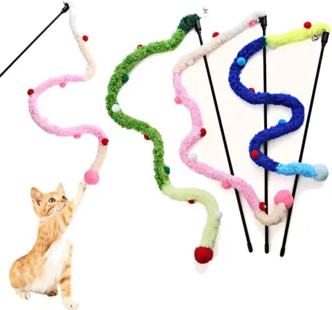 Cat Toys Plush Srtip Cat Wands Interactive Cat Colorful