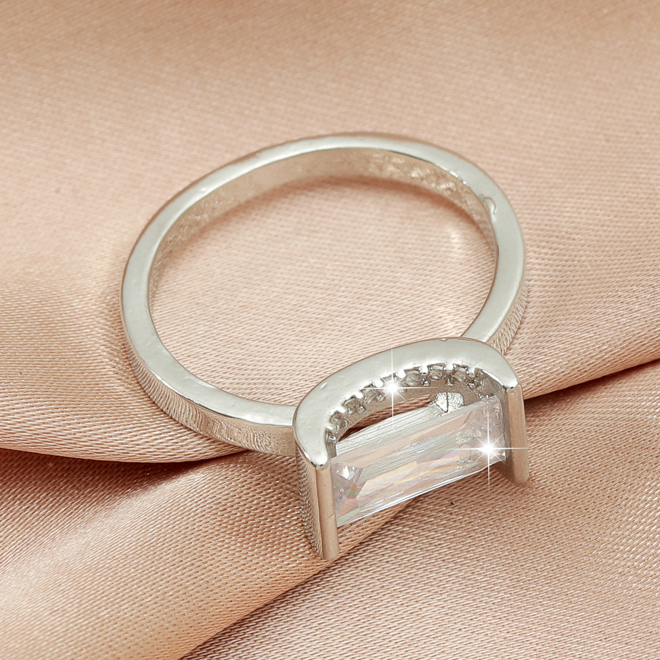 Korean Metal Copper Zircon Ring