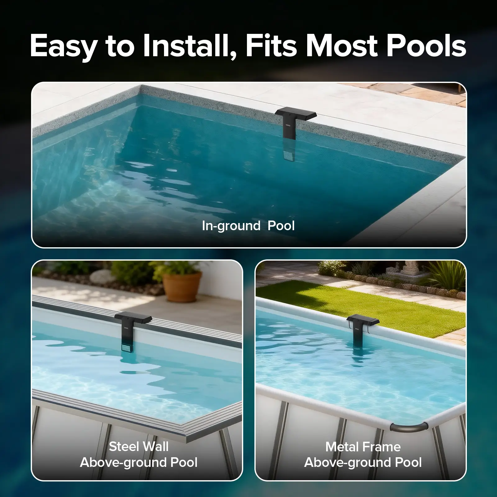 SANSI Solar Poolside RGB Light With Remote Rechargeable IP68 Waterproof Pool Light For Inground & Above Ground Pools ,20 Color,4 Modes ,5 Brightness, Decorative