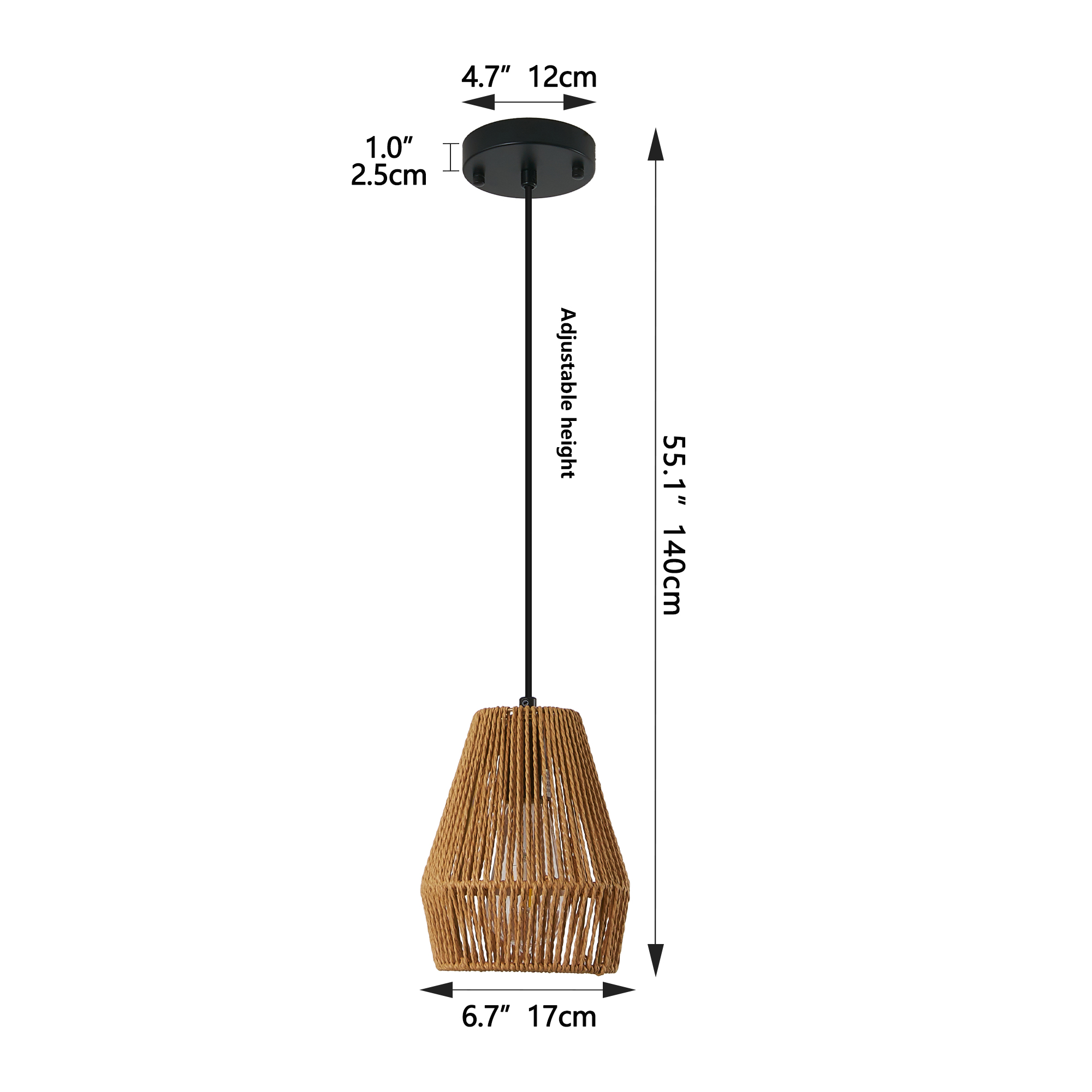 7inch Set Of 3 Rustic Hemp Rope Pendant Light, Handcrafted Farmhouse Hanging Light Fixture, Adjustable Height Ceiling Lamp For Kitchen Island, Dining Room,Or Living Room, Natural Woven Design