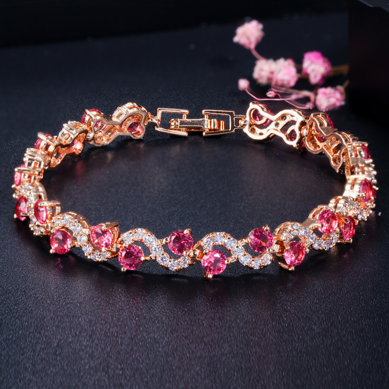 Eco-friendly Copper Plating Gold Zircon Exquisite Bracelet