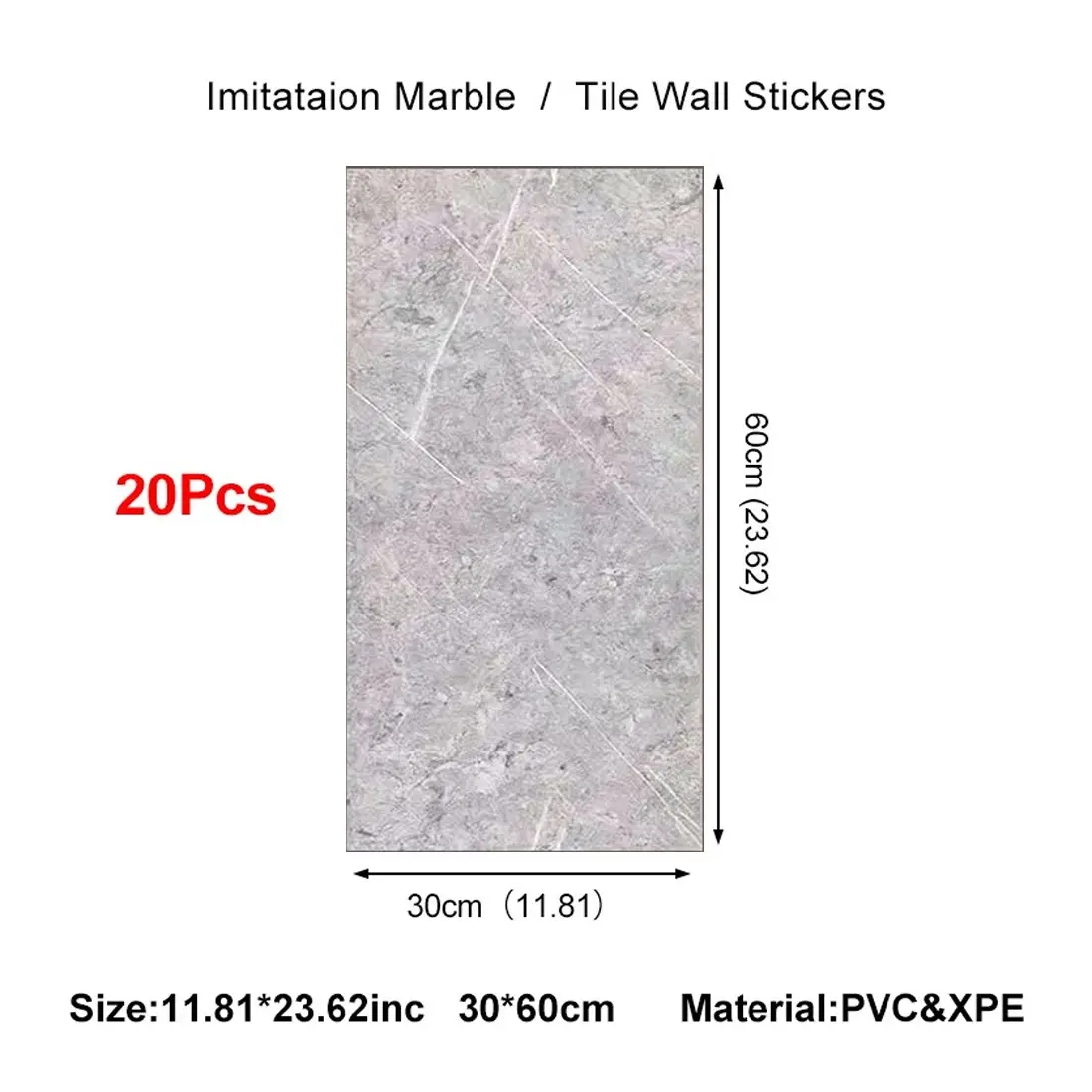 PVC Marble Tiles Wall Sticker Self-Adhesive Stick